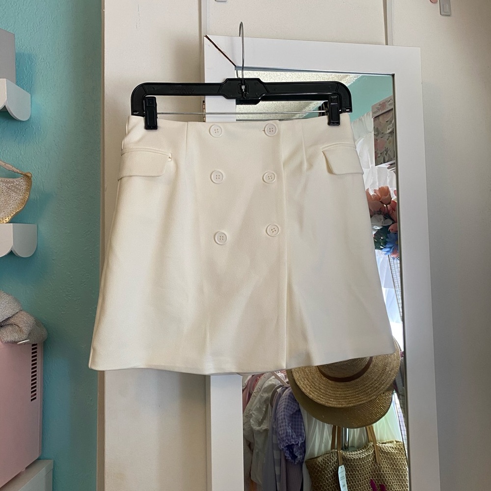 White Button Skirt